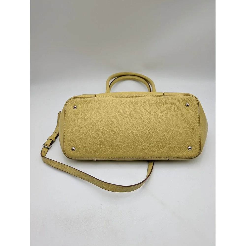 Lauren Ralph Lauren Satchel Bag Womens Medium Yellow Leather Shoulder Purse